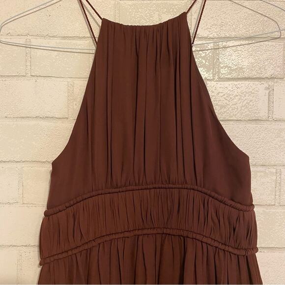 Cinq a Sept $380 Silk Lotus Pleated Dress In Rum Raisin. XS EUC - Picture 5 of 16
